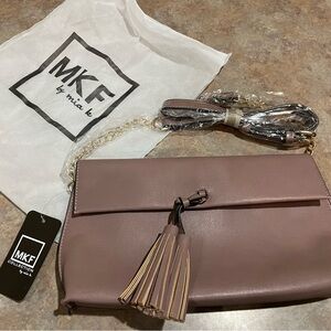 MKF Collection by Mia K. Mauve Clutch with Tassel